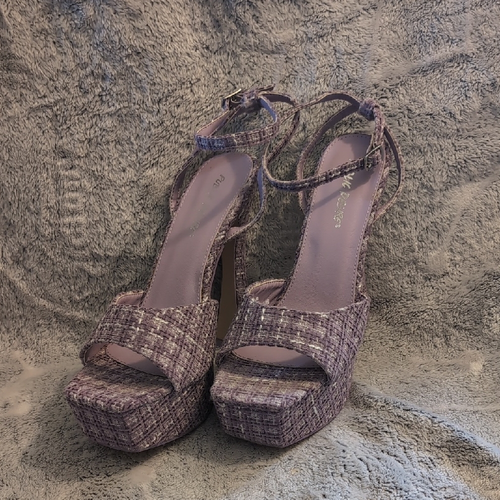 Public Desire Lavender Tweed Platform Heels
